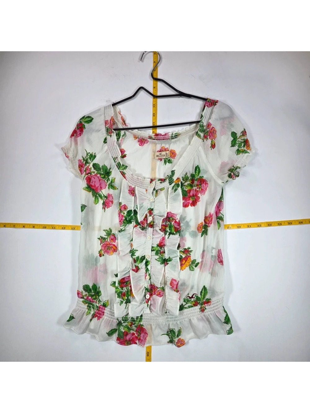 Hollister white sheer mesh blouse XS